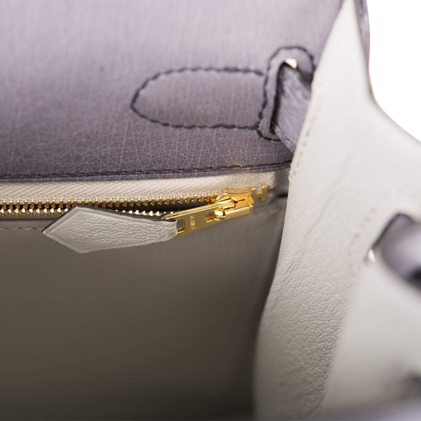 Hermes Kelly 28cm Bi-Color Gris Agate and Gris Perle Ostrich Sellier Brushed Gold Hardware