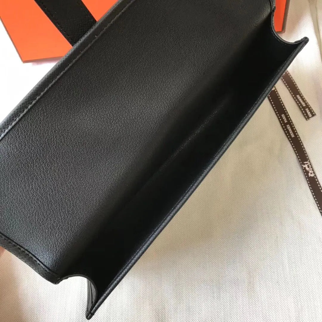 hermes jige elan 29 clutch in black epsom leather