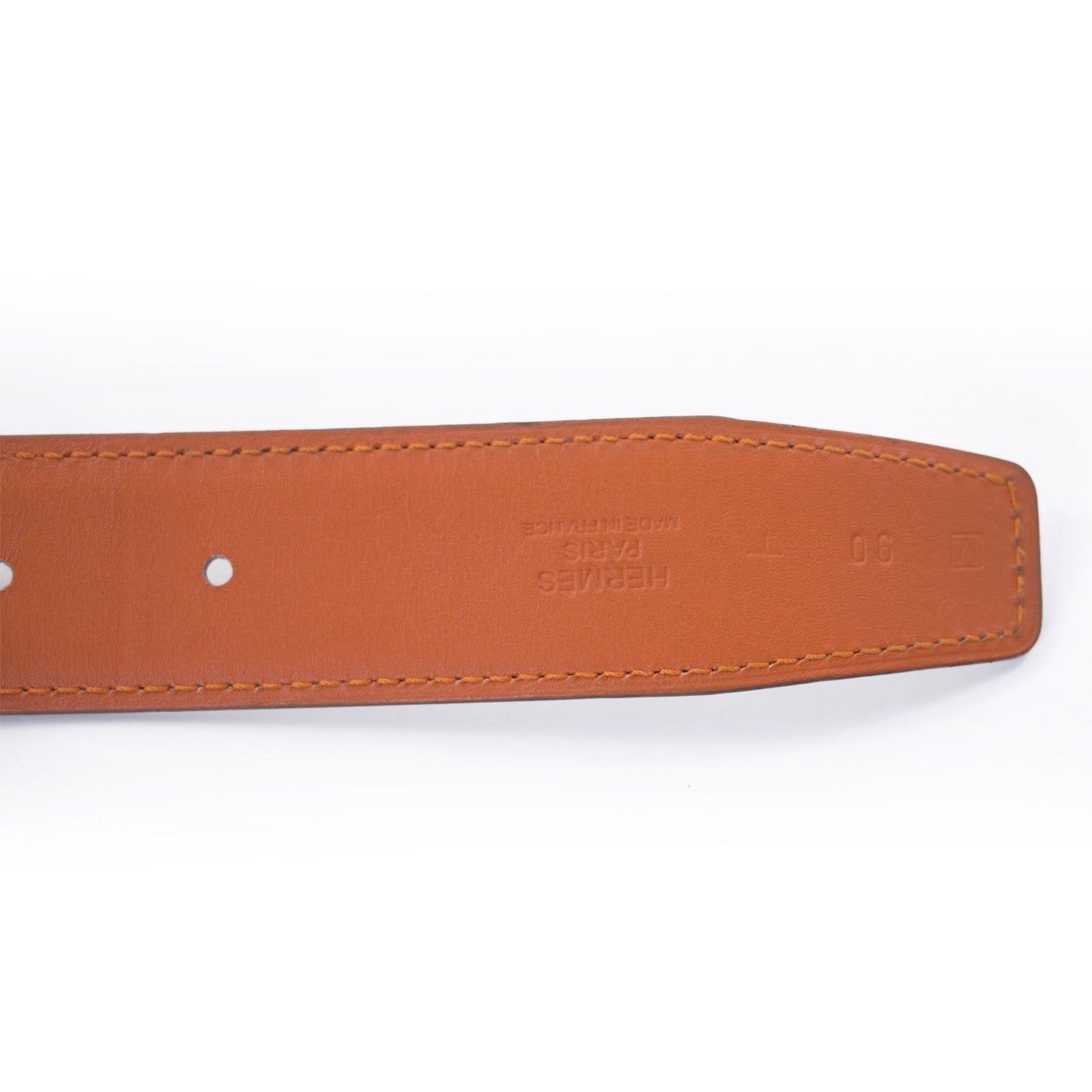 Hermès Orange and White Leather H Belt