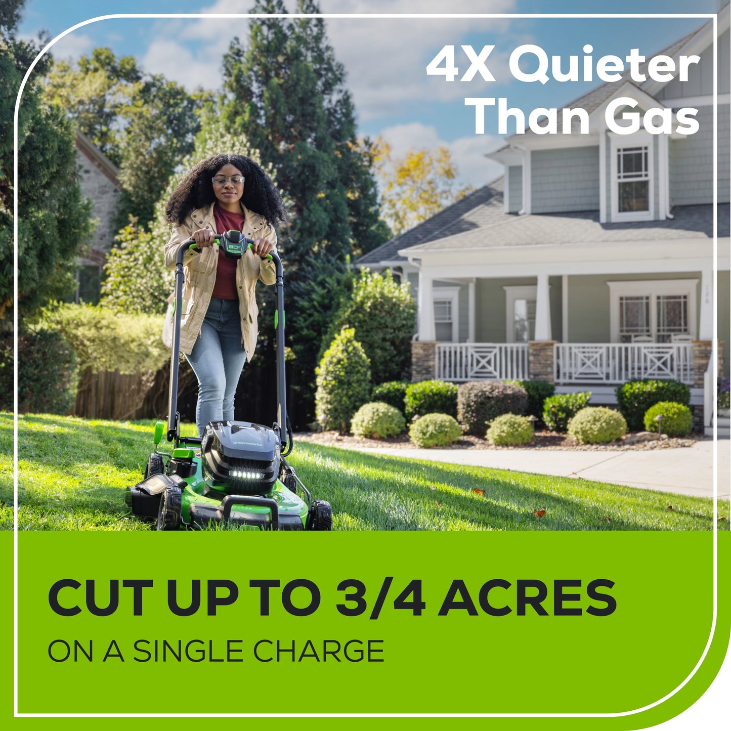OPEN BOX 80V 22" Cordless Battery Dual Blade Self-Propelled Lawn Mower: (2) 4.0 Ah Batteries and Rapid Charger, LM2208S