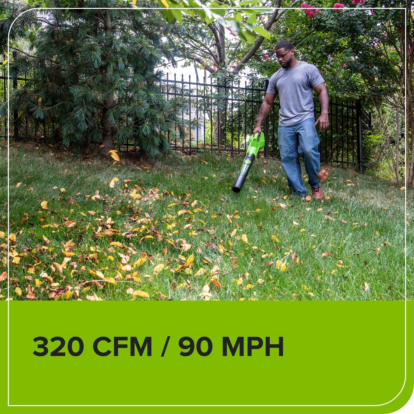 24V 320CFM Cordless Battery Leaf Blower: 2.0Ah Battery and Charger