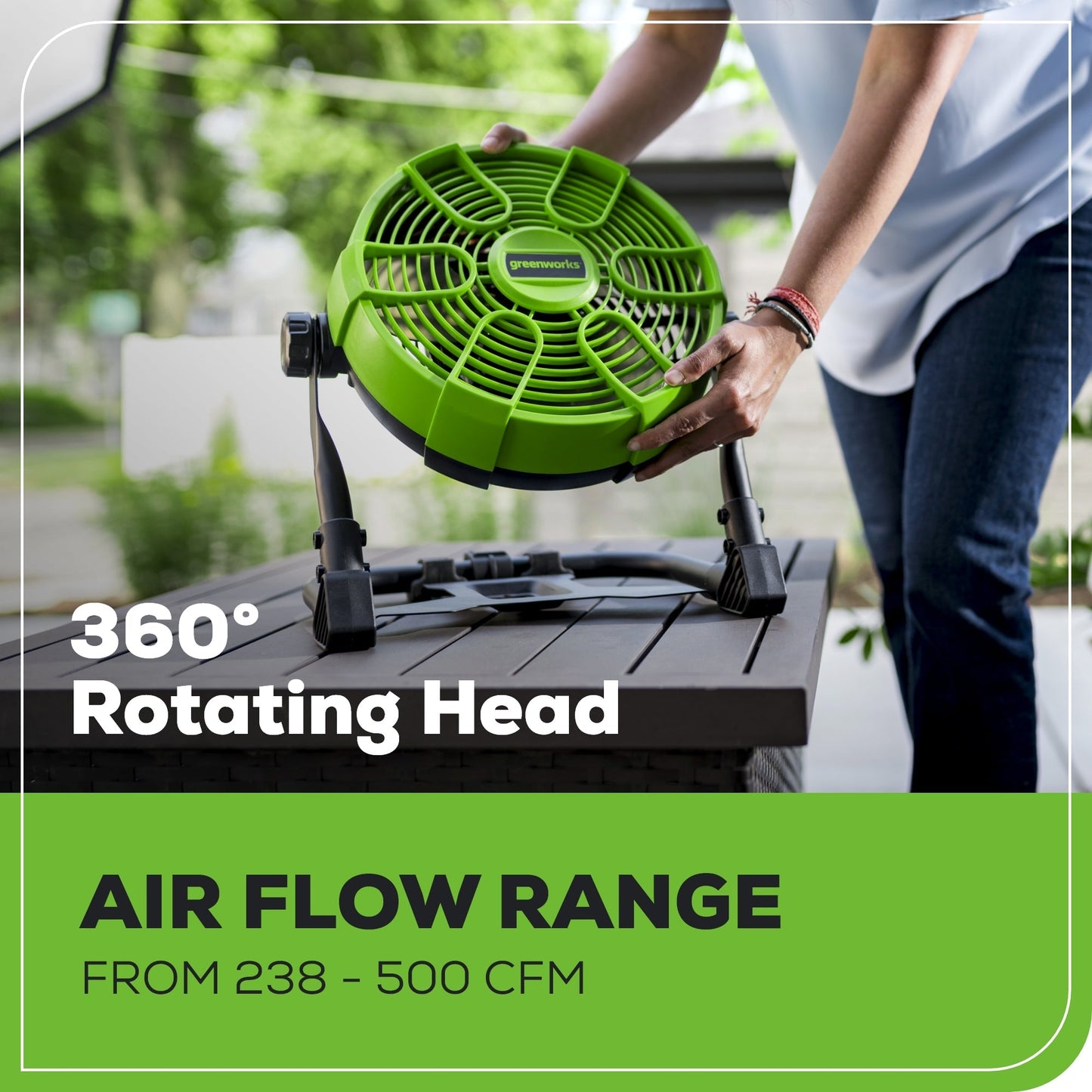 24V Cordless Fan: 2.0 Ah USB Battery, 0.5A Charger and AC Adapter