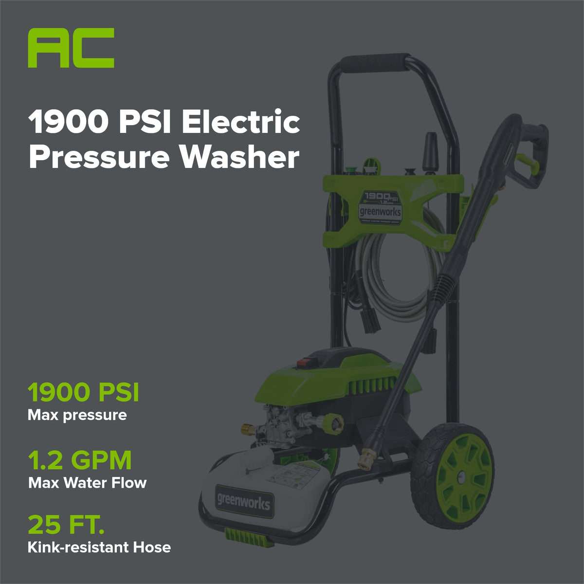 1900 PSI 1.2 GPM Cold Water Electric Pressure Washer