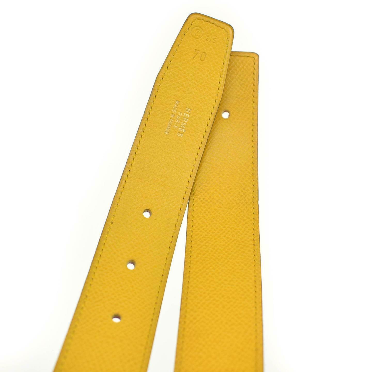 HERMES: Red/Golden Yellow Reversible Leather 32mm Belt Strap fits 26"- 28"