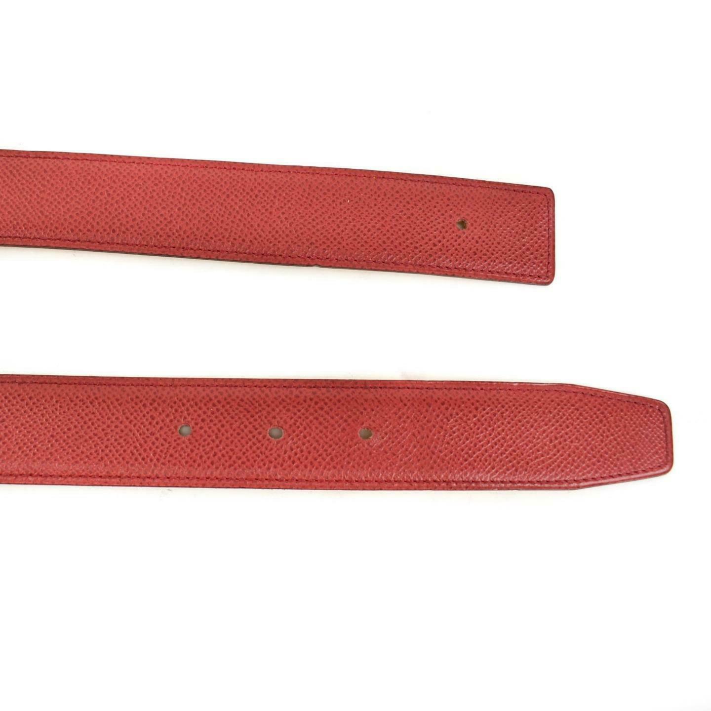 HERMES: Red/Golden Yellow Reversible Leather & "H" Logo Belt fits 26"- 28" (vp)