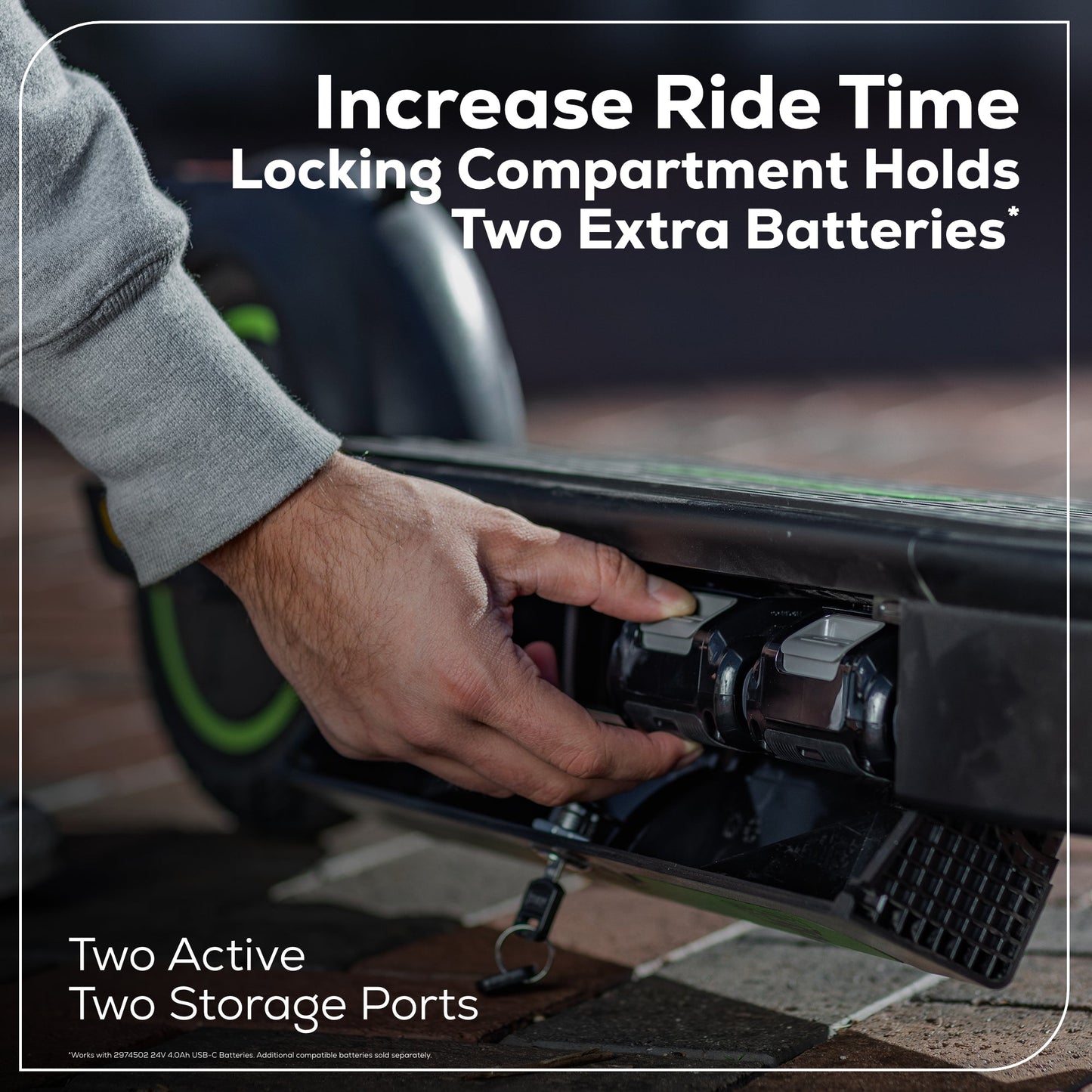 48V (24V x 2) STEALTH Series Electric Scooter: (4)4.0 Ah Batteries and Dual-Port Charger