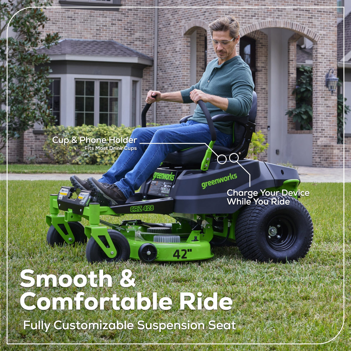 RENEWED 80V 42" Cordless Battery CrossoverZ Zero Turn Lawn Mower, (4) 5Ah Batteries and (3) Dual-Port Chargers, CRZ4282