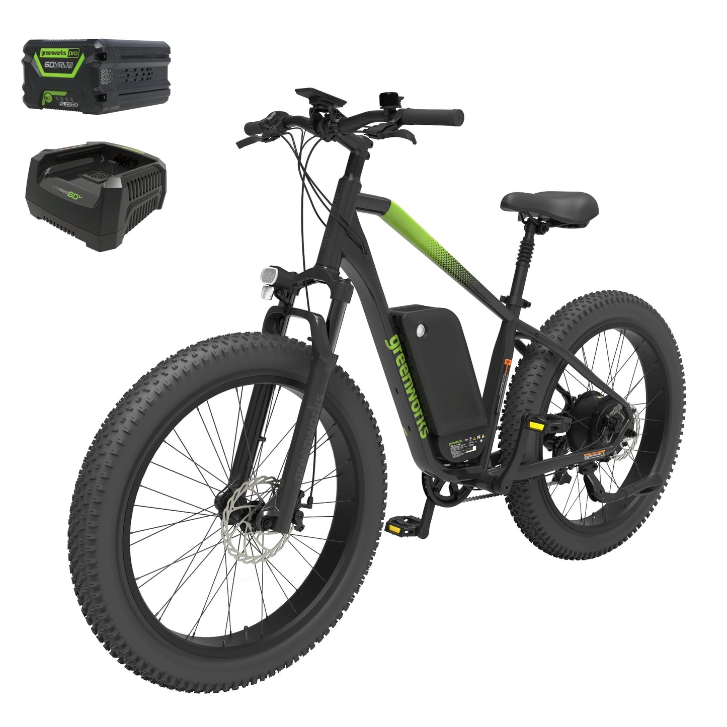 60V VENTURE Series 26" Fat Tire Electric Mountain Bike, 5Ah Battery and Charger