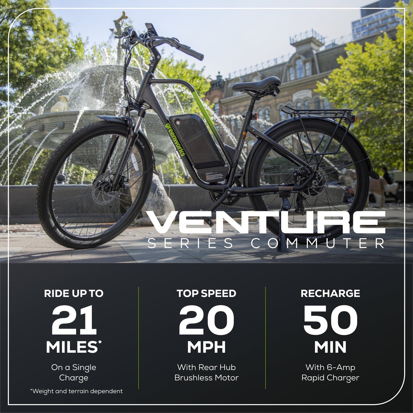 60V VENTURE Series 27.5" Electric Commuter Bike, 5Ah Battery and Charger