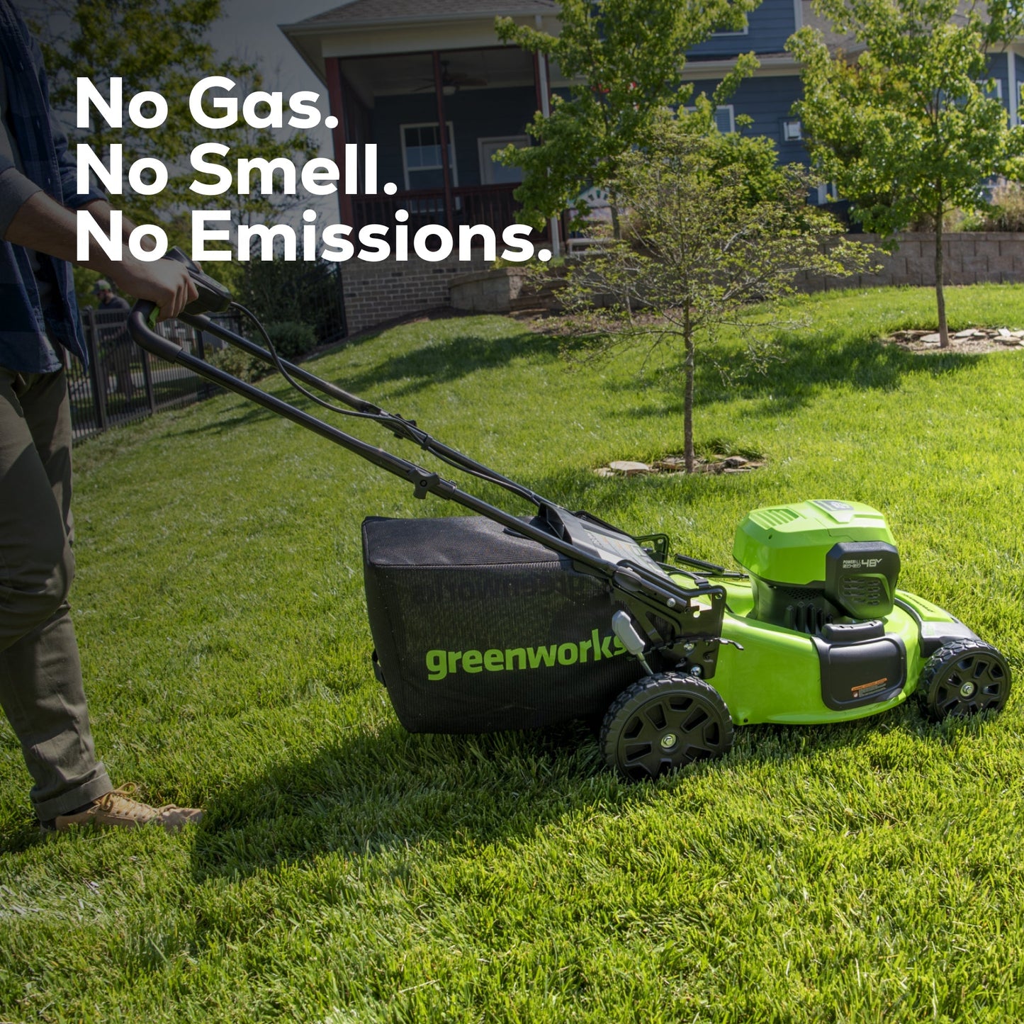 48V (24V x 2) 20" BL Cordless Battery 4-in-1 Push Mower: (4) 4.0Ah Batteries, (1) 4A Dual Port Fast Charger, (1) 20" Hi Lift Blade, LM2002