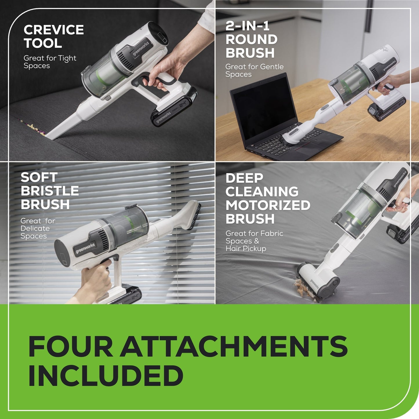 24V Cordless Battery Stick Vacuum & Stand : 4.0 Ah USB-C Battery and Charger