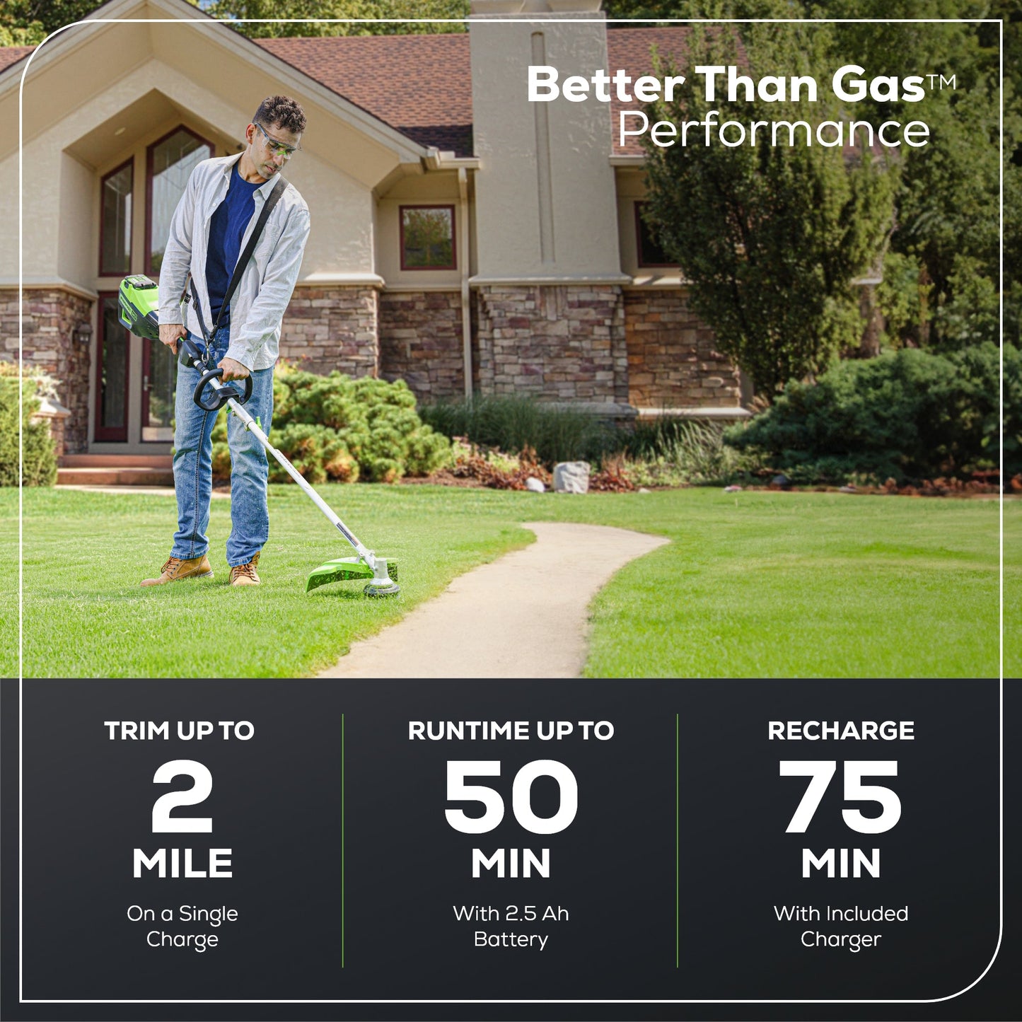 80V 16" Gen3 Cordless Brushless String Trimmer (Attachment Capable): 2.5 Ah Battery and Charger