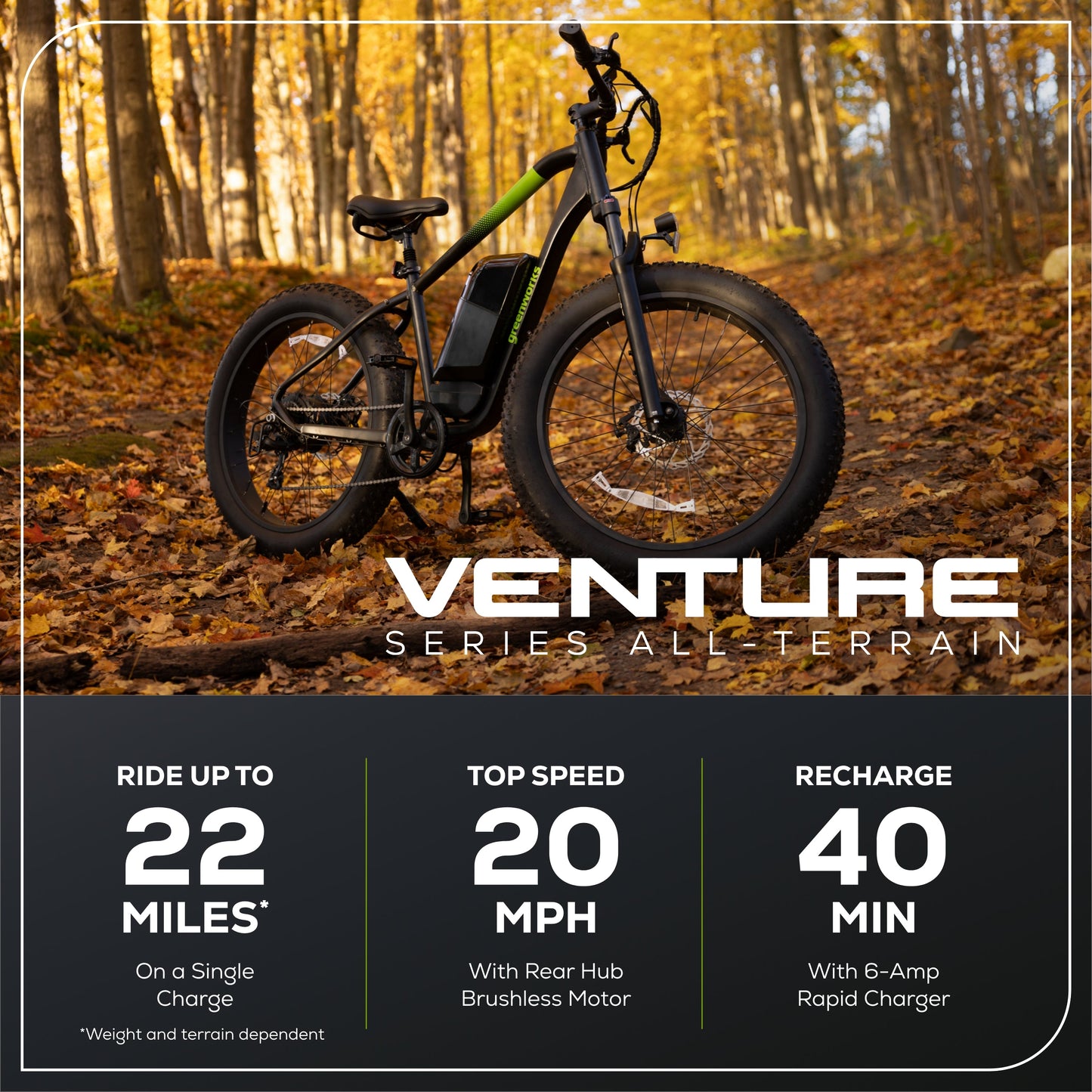 80V VENTURE Series 26" Fat Tire Electric Mountain Bike, 4Ah Battery and Charger