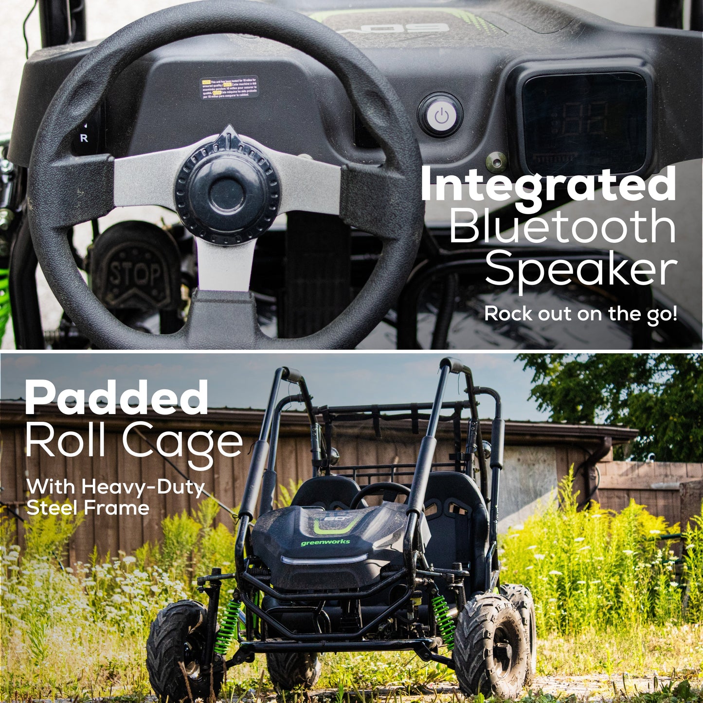 80V All-Terrain 2-Seat Electric Youth Go-Kart: (2) 8Ah Batteries and Dual-Port Charger