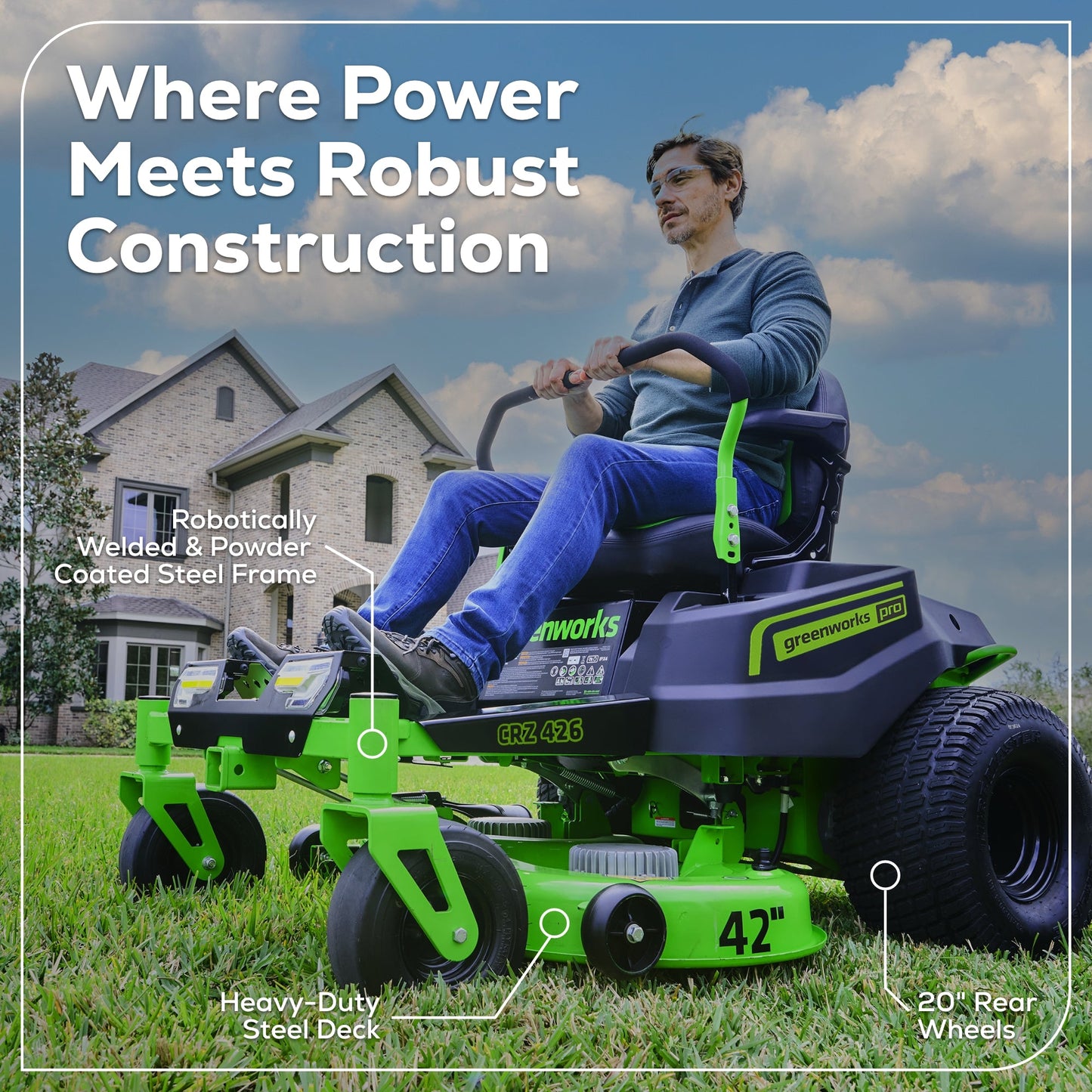 RENEWED 60V 42" Electric CrossoverZ Zero Turn Mower with (6) 8 Ah Batteries and (3) Dual-Port Turbo Chargers, CRZ4261