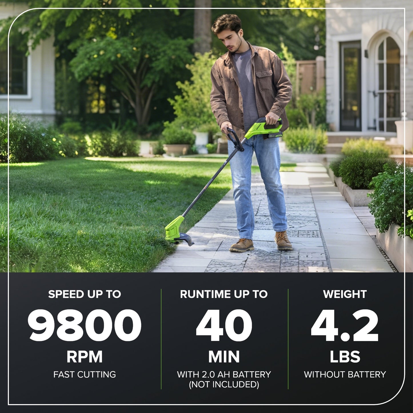 24V 10" Cordless String Trimmer (Tool Only): (20) Blades