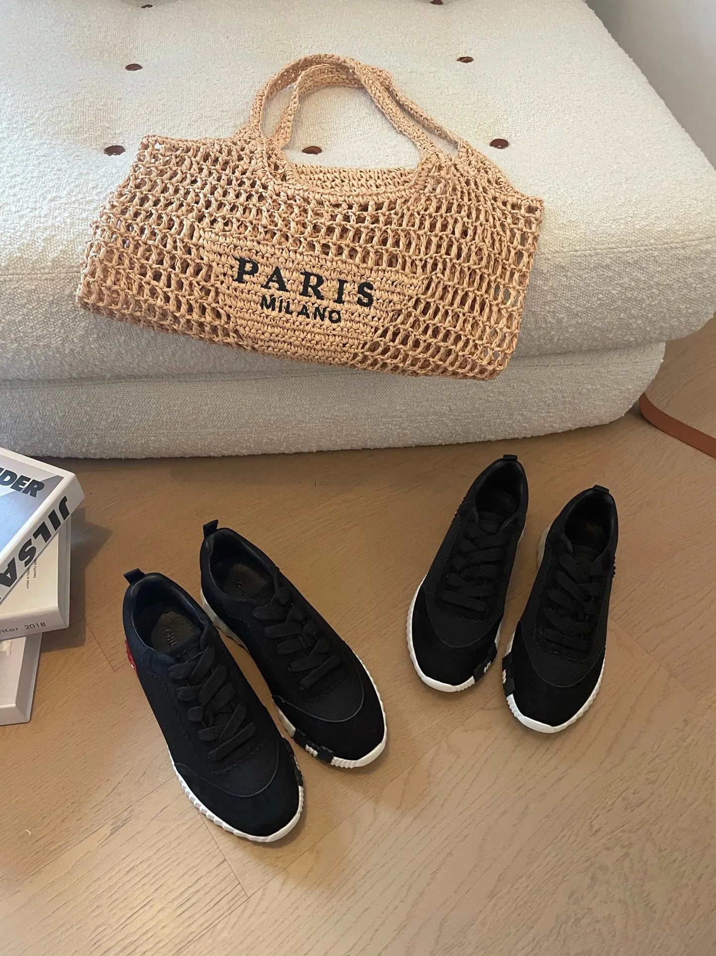 bouncing sneakers black calfskin