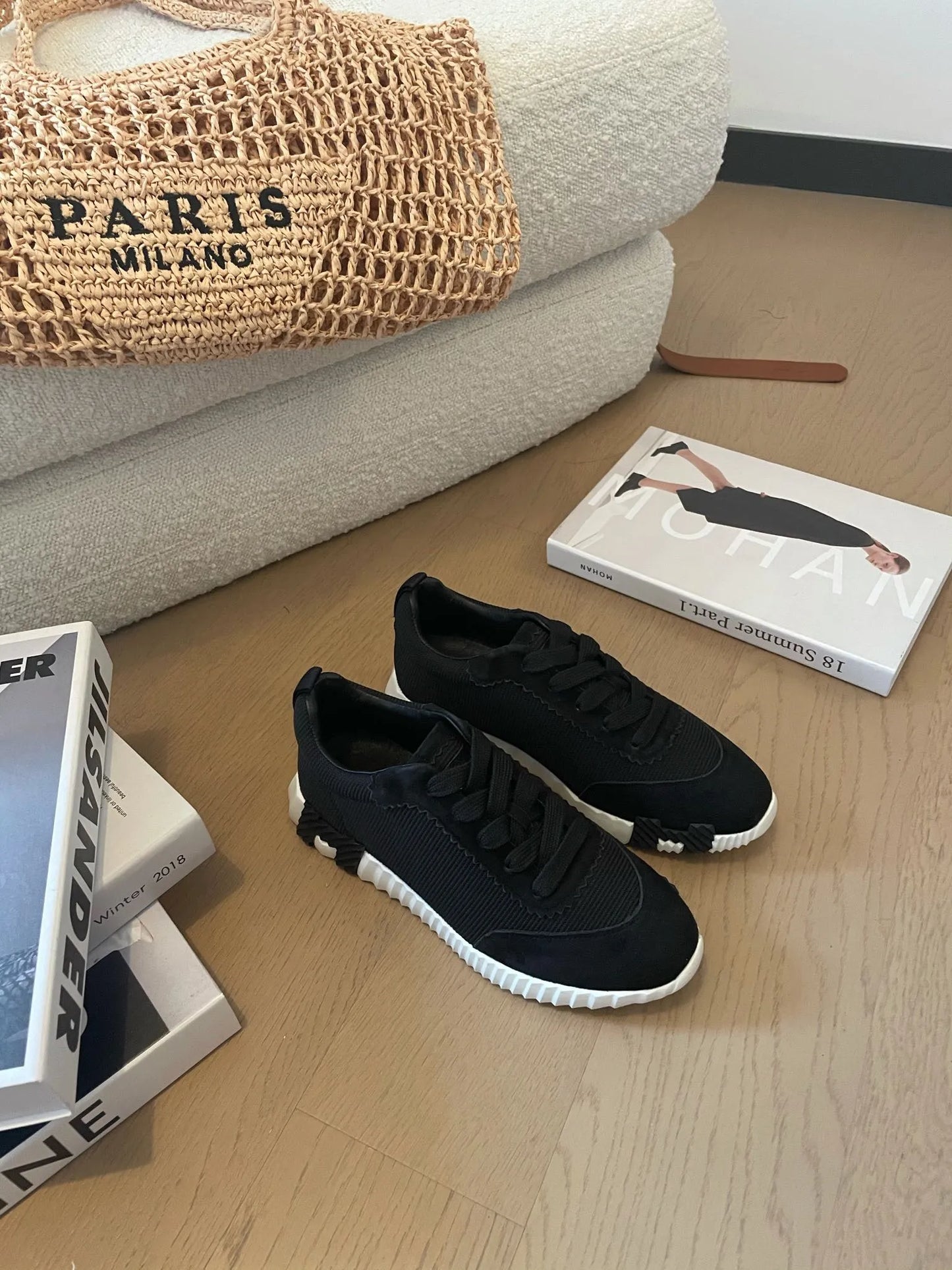 bouncing sneakers black calfskin
