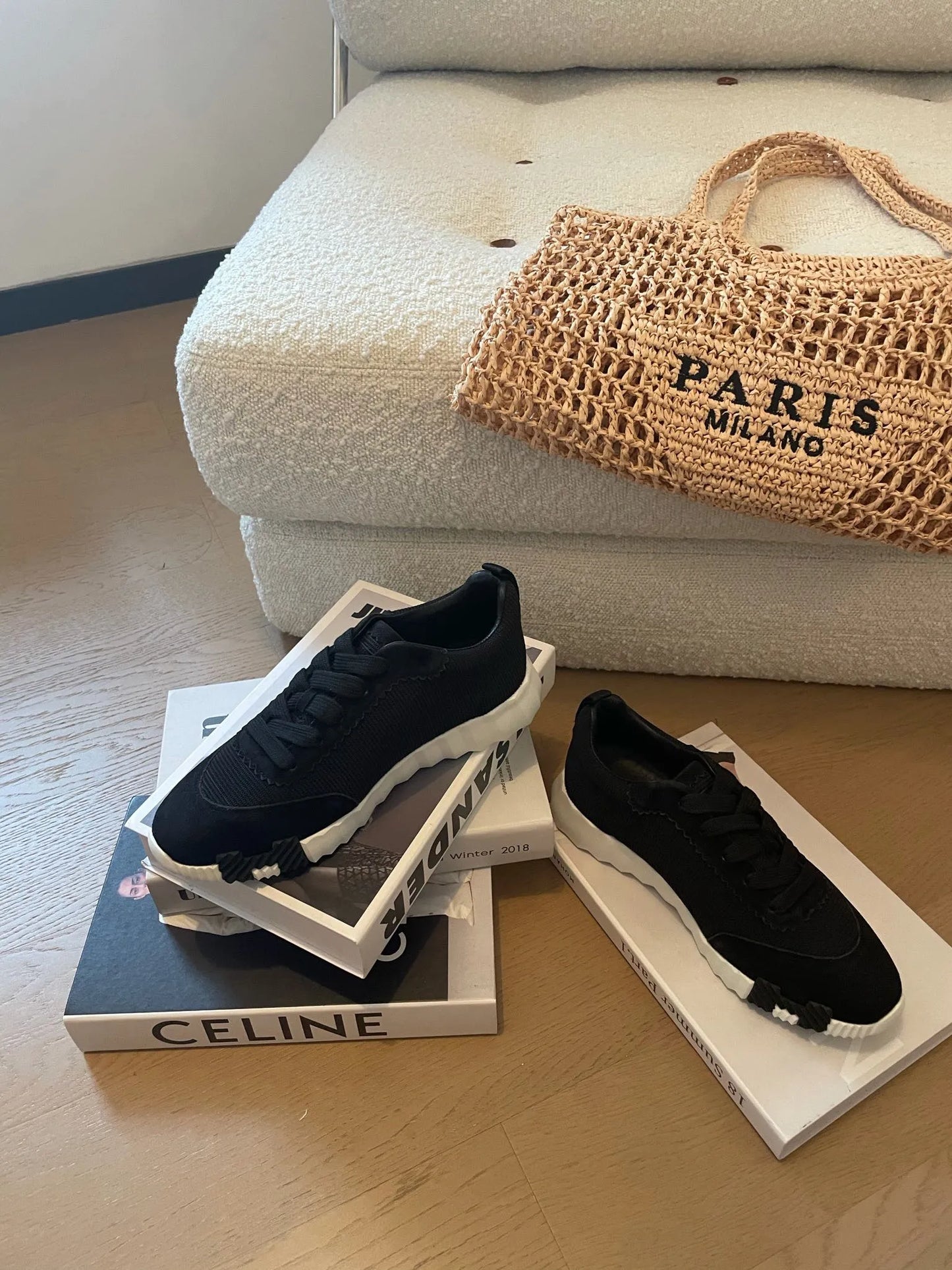 bouncing sneakers black calfskin