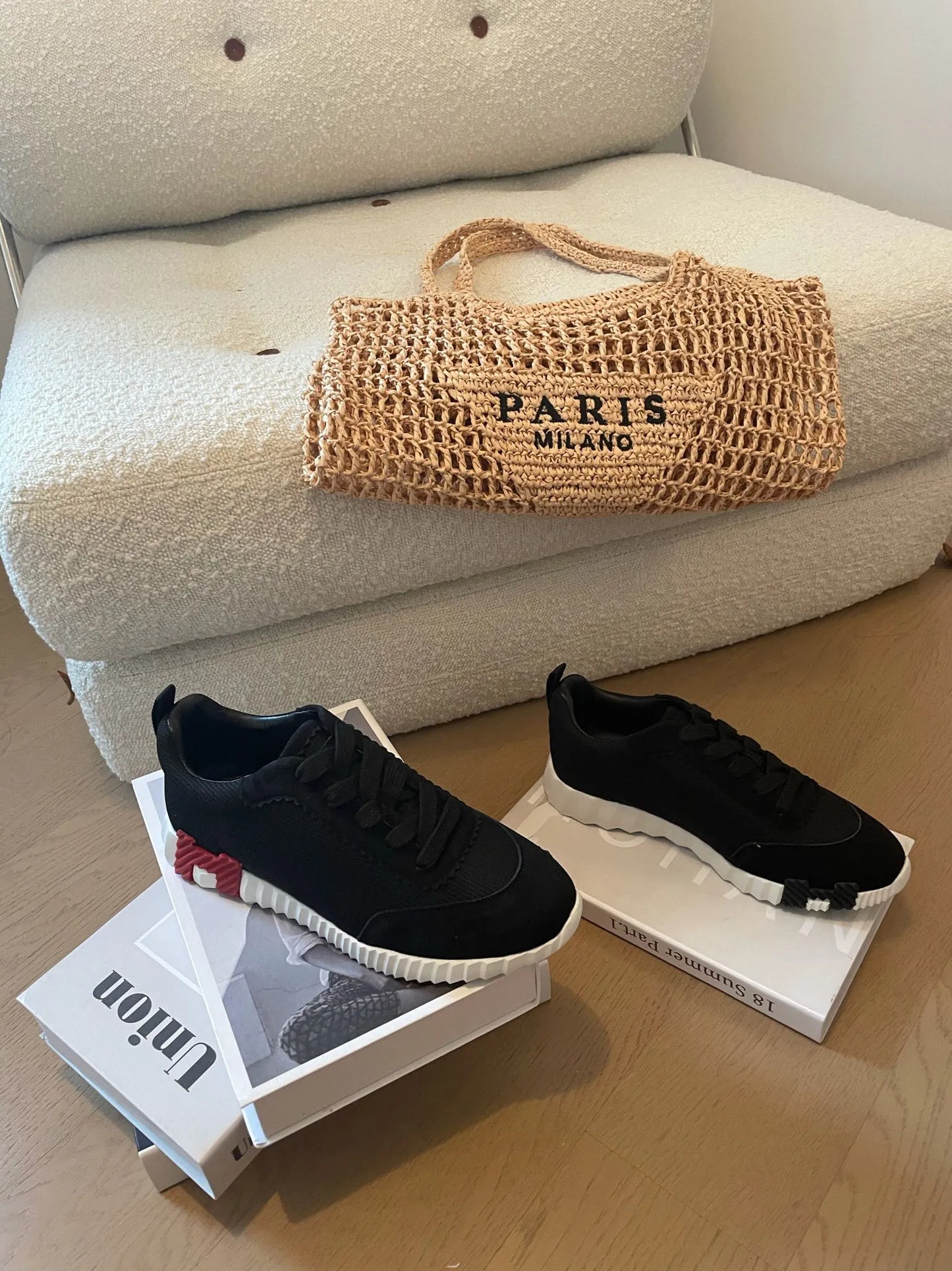 bouncing sneakers black calfskin