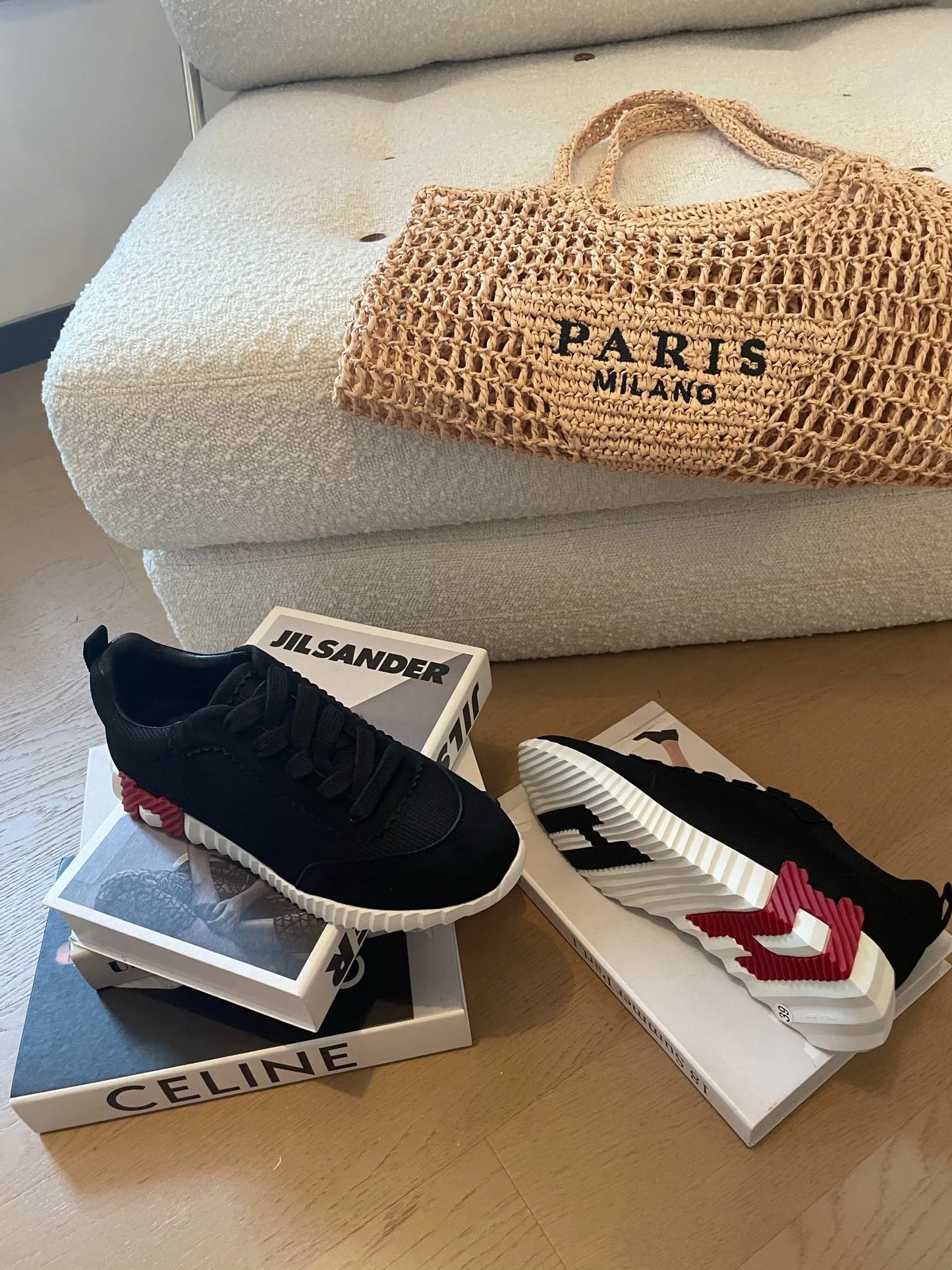 bouncing sneakers black calfskin