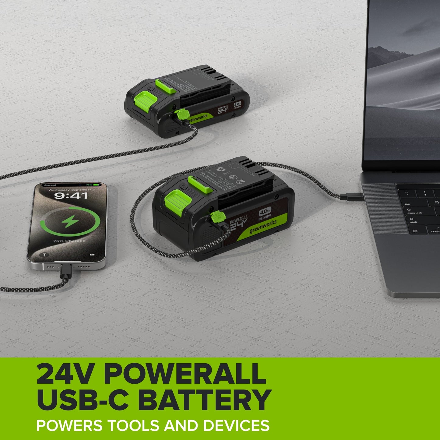 24V Cordless 280 in-lbs Drill/Driver 4PC Power Tool Combo Kit: (2) 2.0 Ah USB-C Batteries, (1) 30W USB-C Charger, (1) 3' 100W USB-C Cable and 34-Piece Accessory Sets