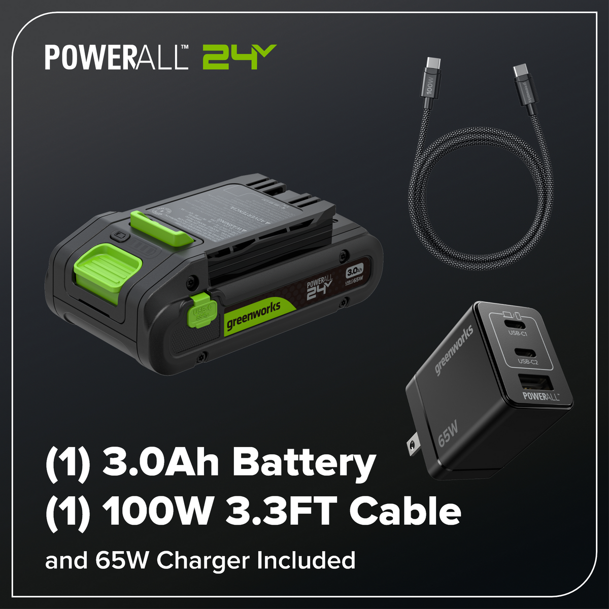 24V Brushless 8" Telescoping Pole Saw & 20" Pole Hedge Combo Kit: (1) 3.0 Ah Type-C Battery & 65W Charger with 3.3-Ft. Cable