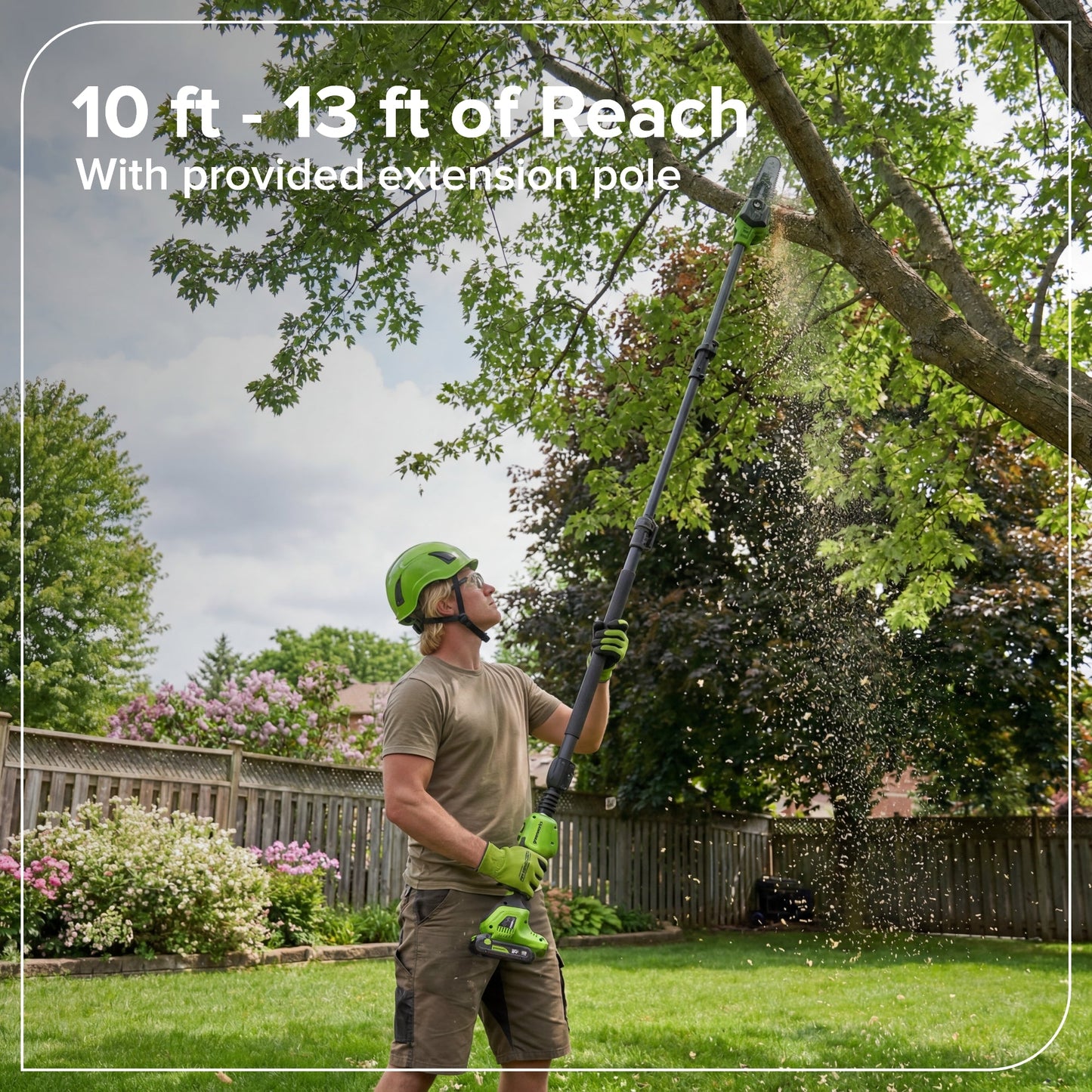 24V Brushless 8" Telescoping Pole Saw & 20" Pole Hedge Combo Kit: (1) 3.0 Ah Type-C Battery & 65W Charger with 3.3-Ft. Cable