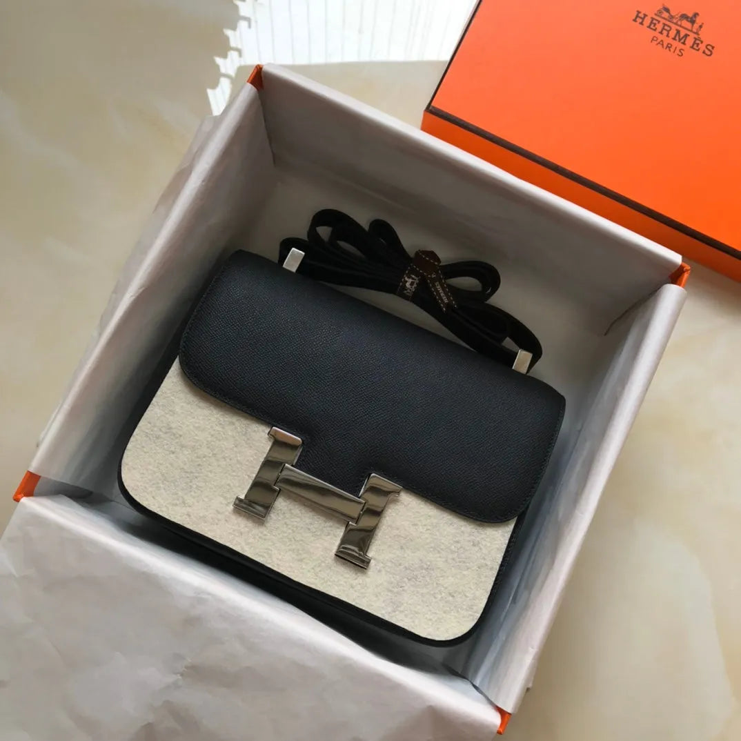constance 18 black epsom silver hardware