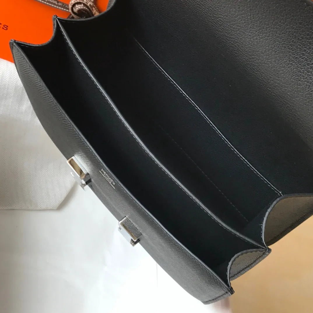 constance 18 black epsom silver hardware