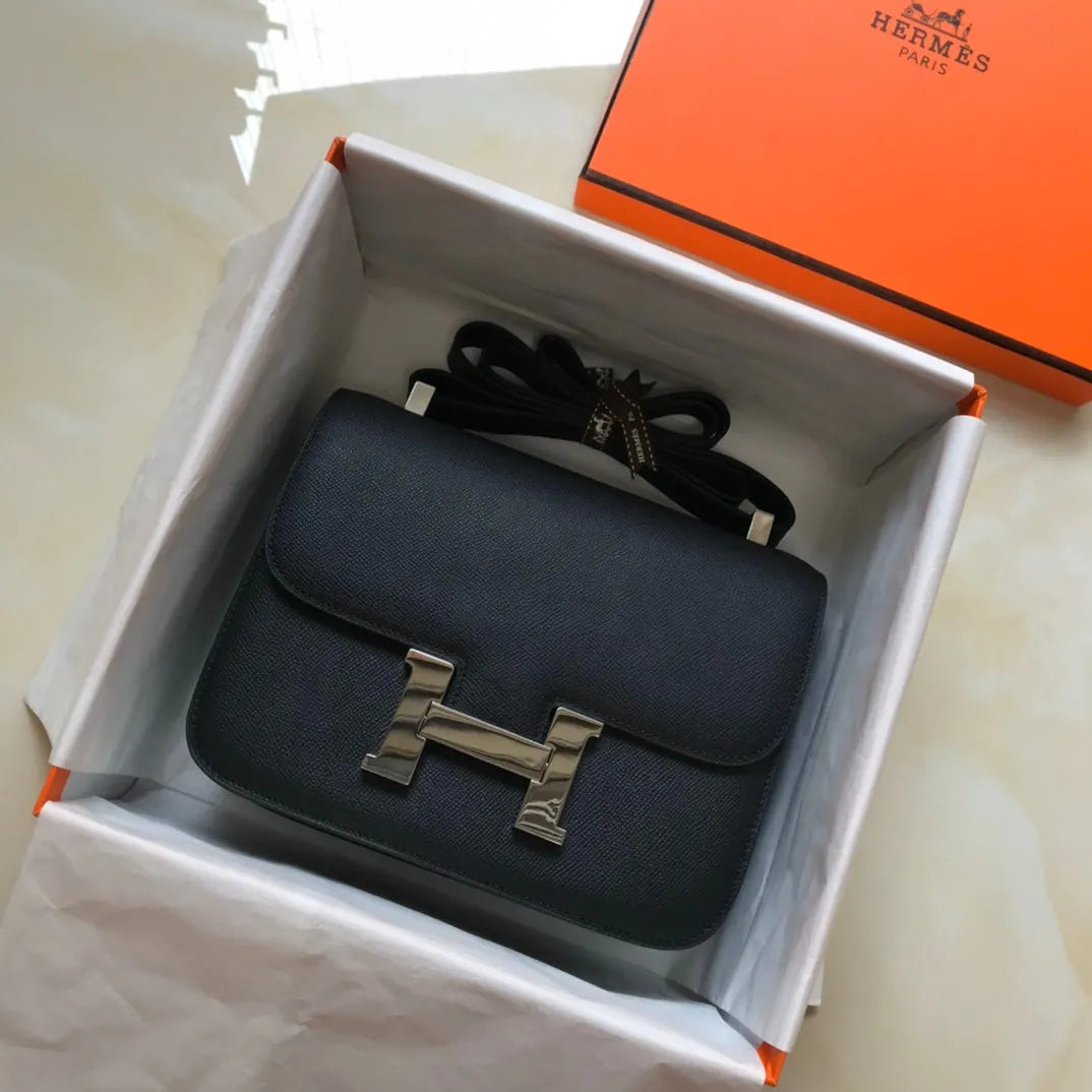 constance 18 black epsom silver hardware