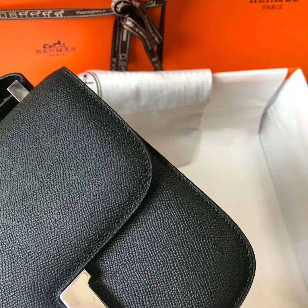constance 18 black epsom silver hardware