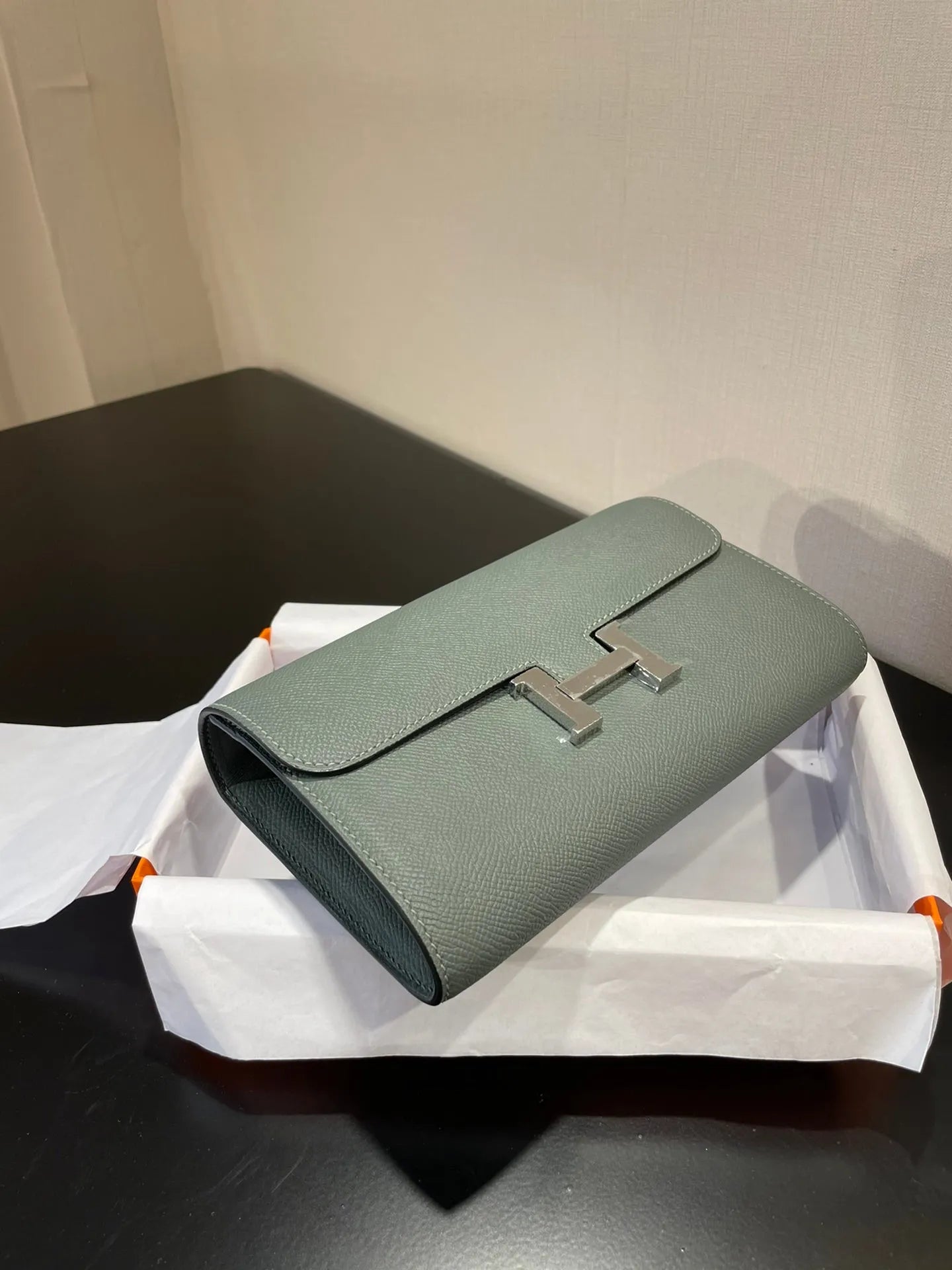 Constance To Go 20.5 Almond Green Epsom Silver Hardware