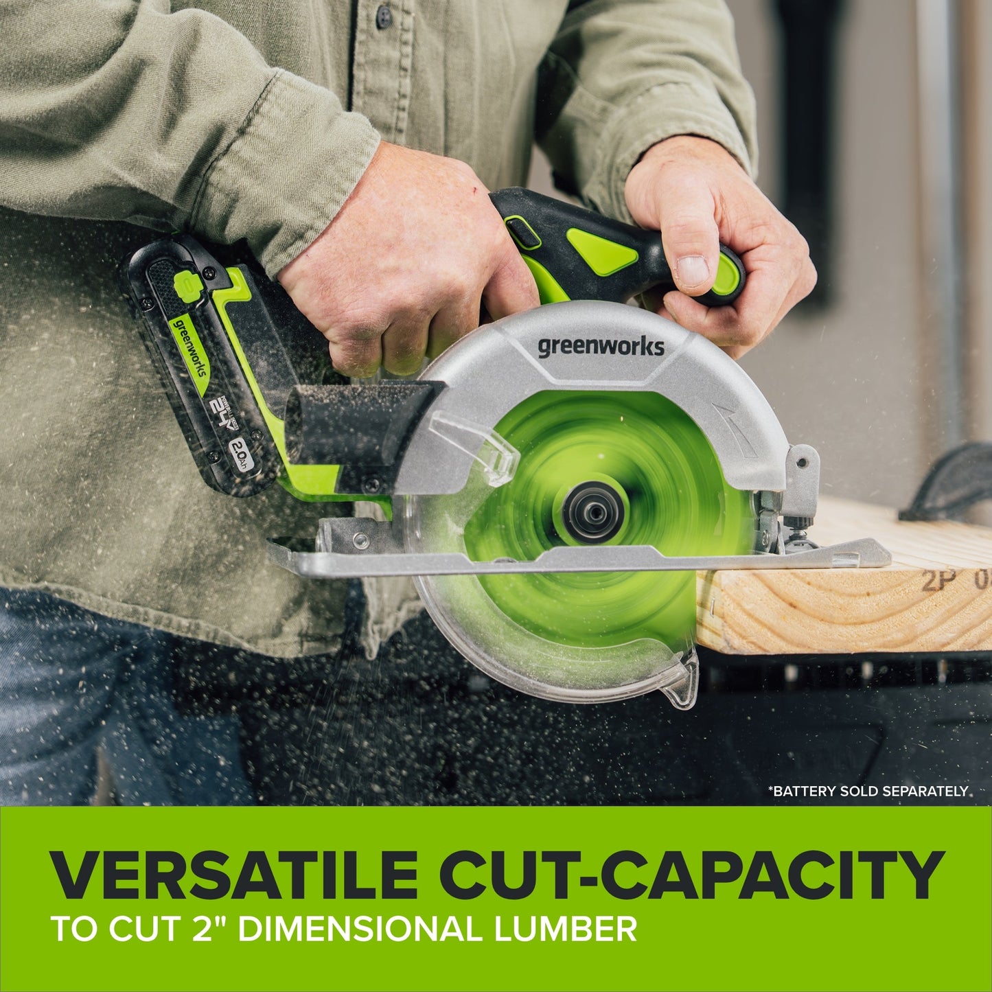 24V PowerAll 6-1/2" 5000RPM Circular Saw w/ 2PC Blades,Tool Only