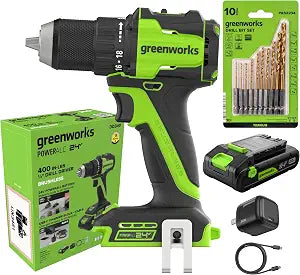 24V PowerAll 400 in-lb Drill Driver with 2.0Ah USB-C Battery, 30W Charger, 100W Cable, 10-PC Drill Bit Set