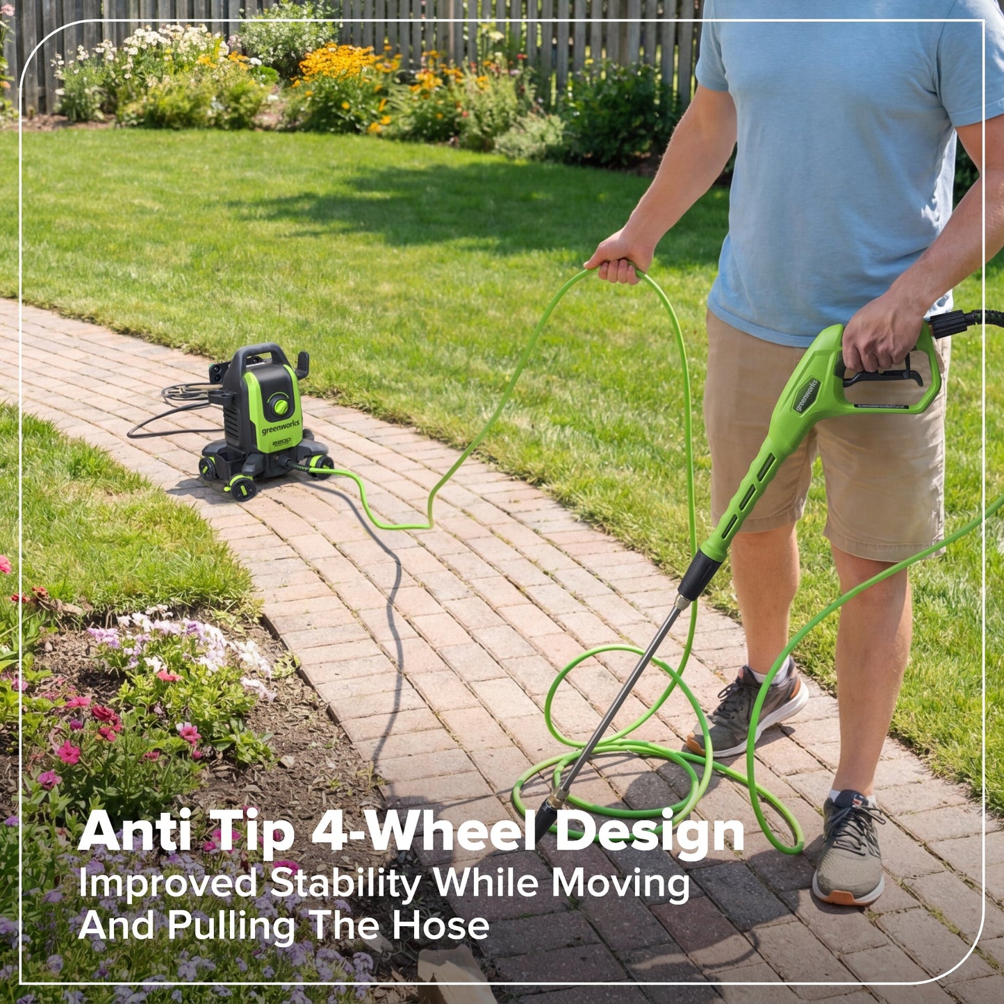 2200-PSI 1.2 GPM Four-Weel Electric Pressure Washer with 5 Nozzles & Detergent Tank