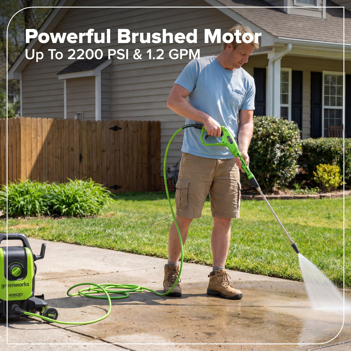 2200-PSI 1.2 GPM Four-Weel Electric Pressure Washer with 5 Nozzles & Detergent Tank