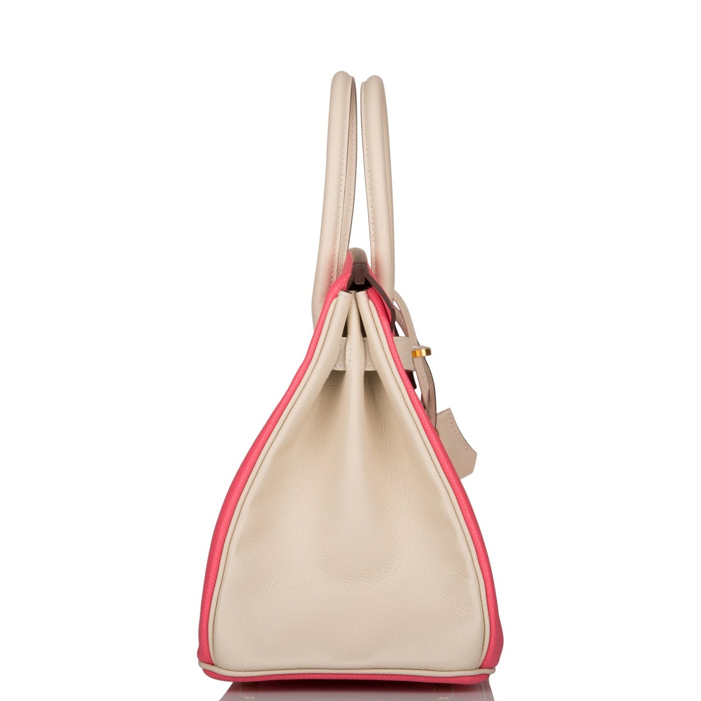 Hermes Birkin 30cm Bi-Color Craie and Rose Azalee Epsom Brushed Gold Hardware