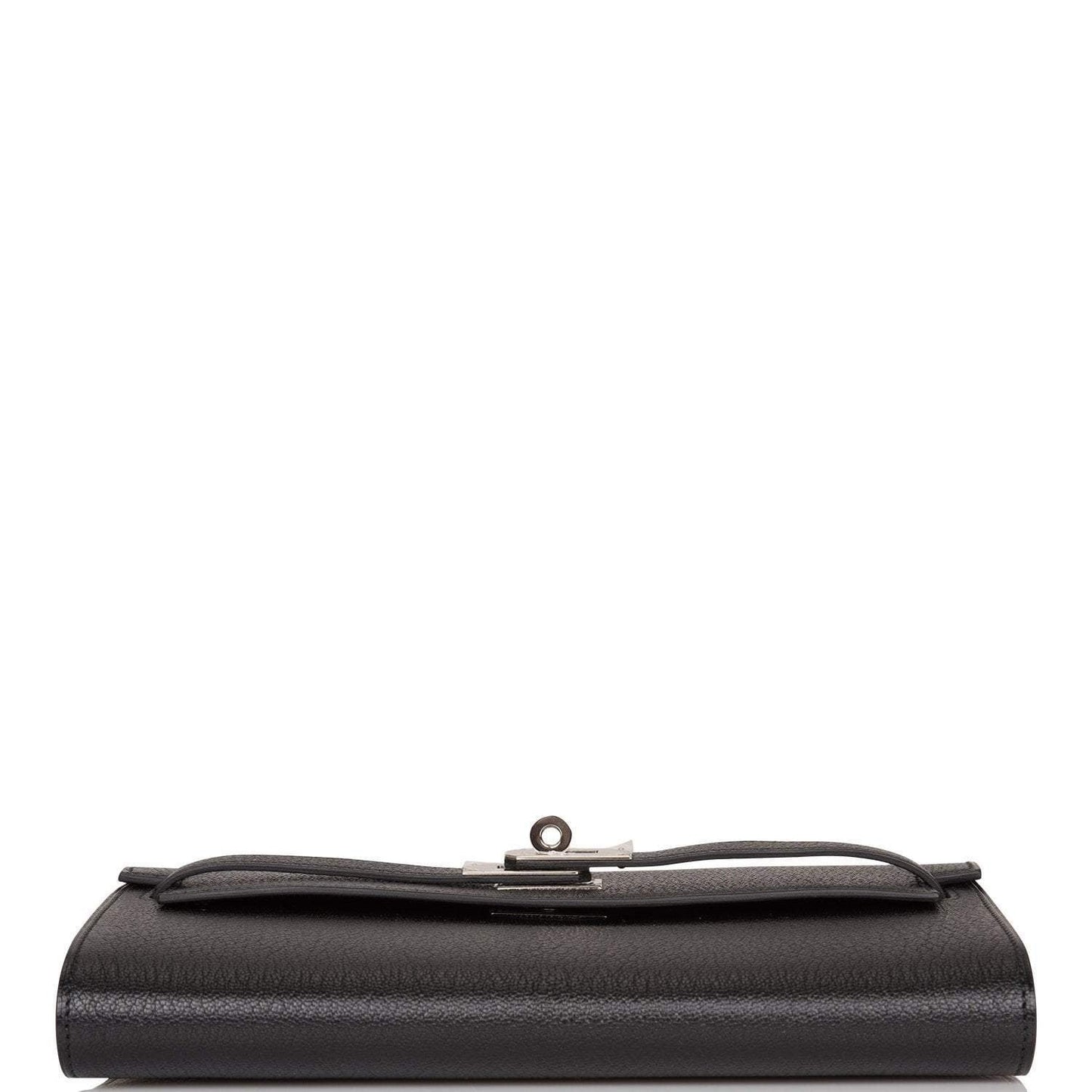 Hermes Black Chevre Kelly Wallet To Go Palladium Hardware