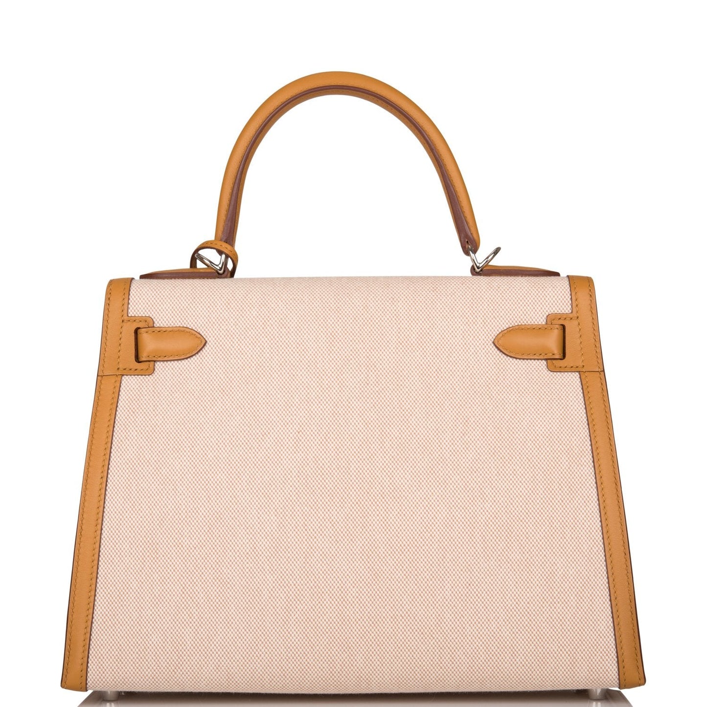 Hermes Sesame Toile and Swift Sellier Kelly 28cm Palladium Hardware
