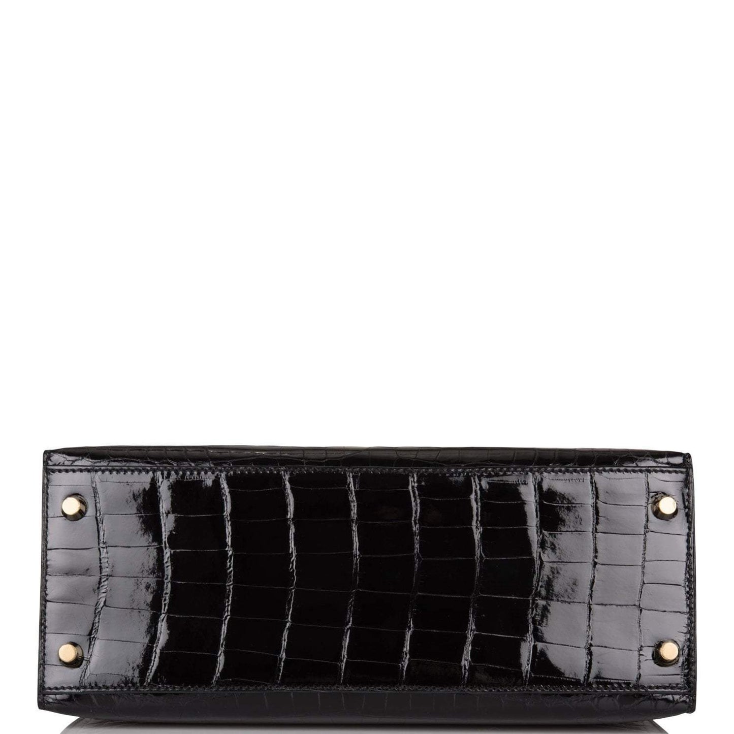 Hermes Black Shiny Niloticus Crocodile Sellier Kelly 28cm Gold Hardware