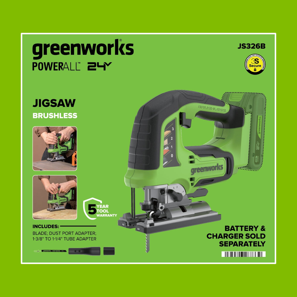 24V PowerAll 3-Tool Combo Kit w/ 3/8" Drill/Driver, 6-1/2" Circular Saw & 3000SPM Jig Saw: (1) 2.0Ah USB-C Battery & Charger, (1) 3' 100W USB-C Cable