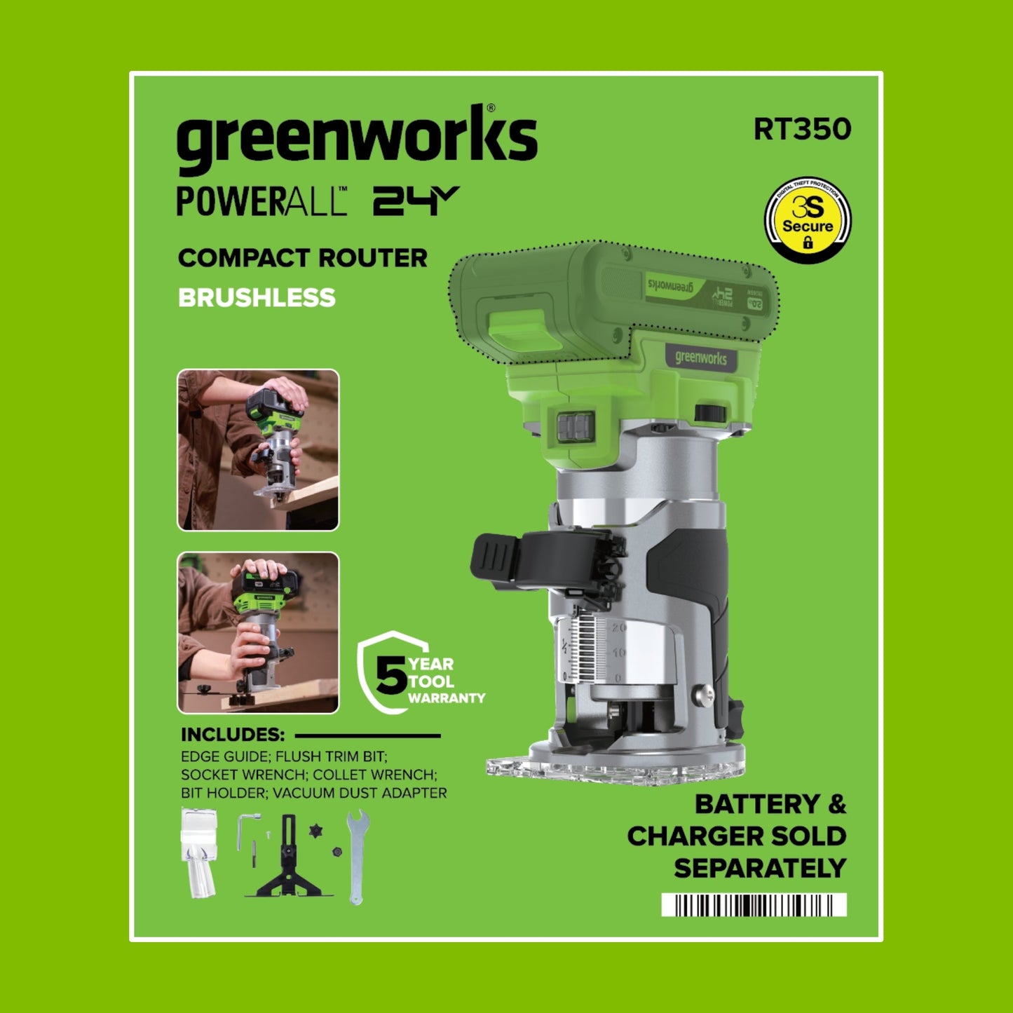 24V PowerAll 3-Tool Combo Kit w/ 3/8" Drill, 6-1/2" Circular Saw & Compact Router: (1) 2.0Ah USB-C Battery, (1) 30W USB-C Charger, (1) 3' 100W USB-C Cable