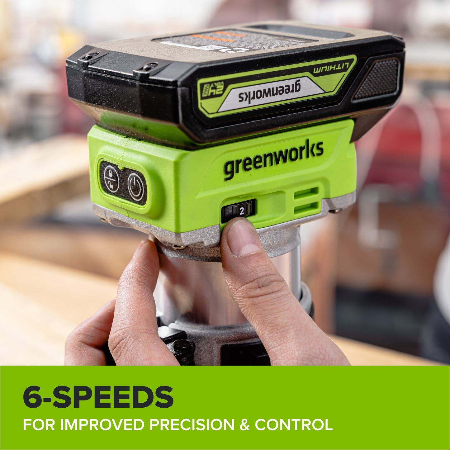 24V PowerAll Compact Router, Tool Only, with Edge Guide, Flush Trim Bit, Socket and Collet Wrenches, Bit Holder and Vacuum Dust Adaptor