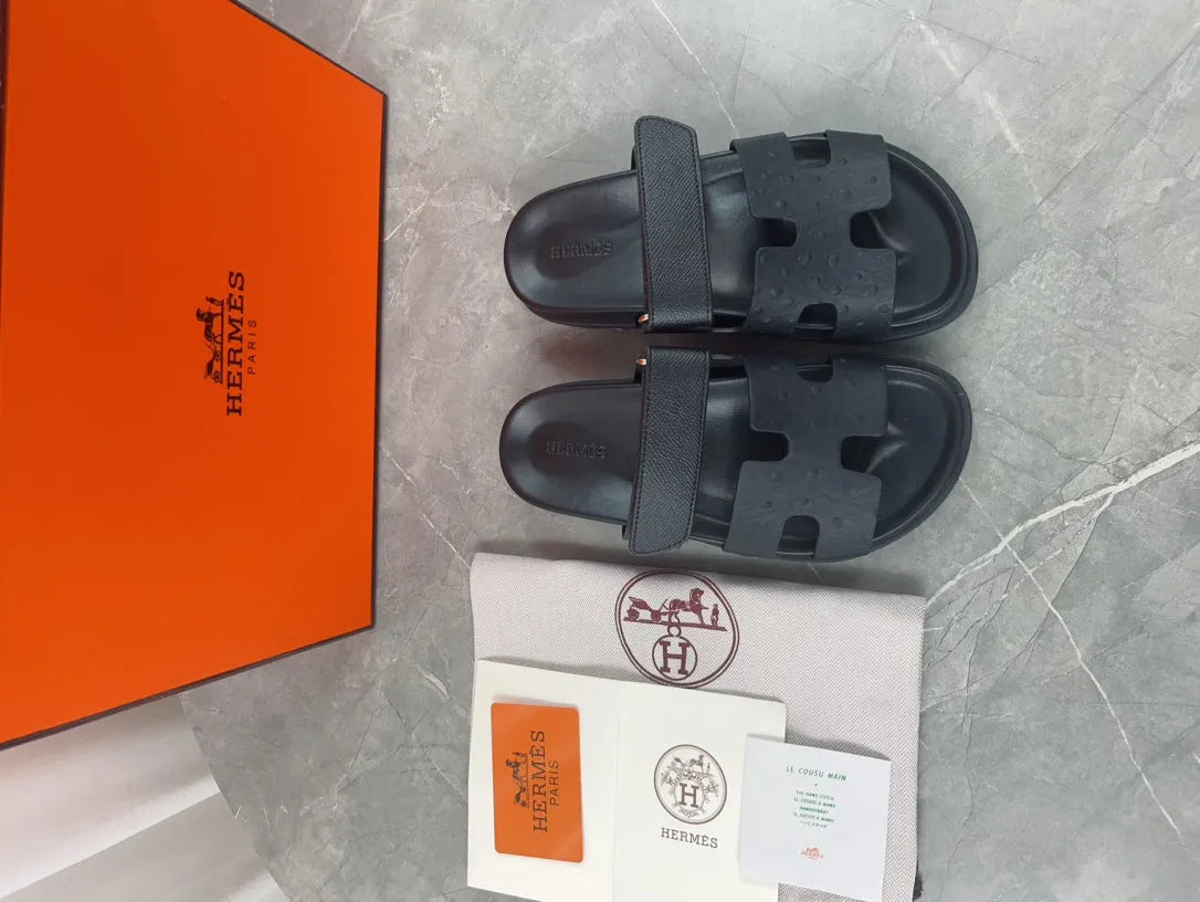 chypre sandal all black calfskin