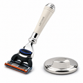 Compact 5-Blade Cartridge Razor with Stainless Steel Stand