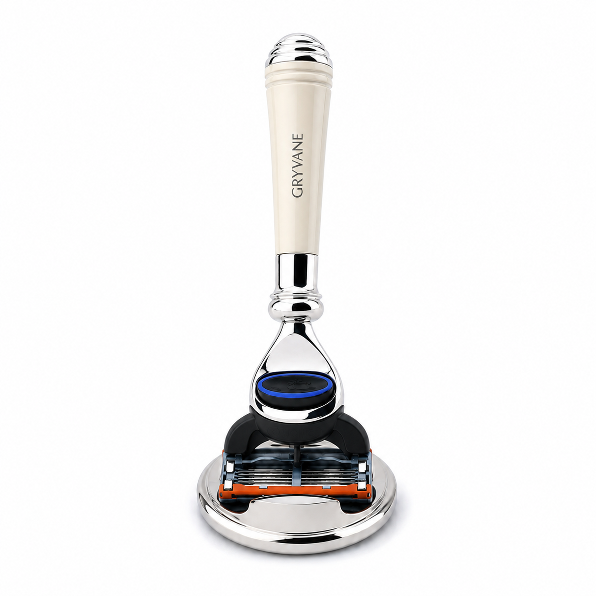 Compact 5-Blade Cartridge Razor with Stainless Steel Stand