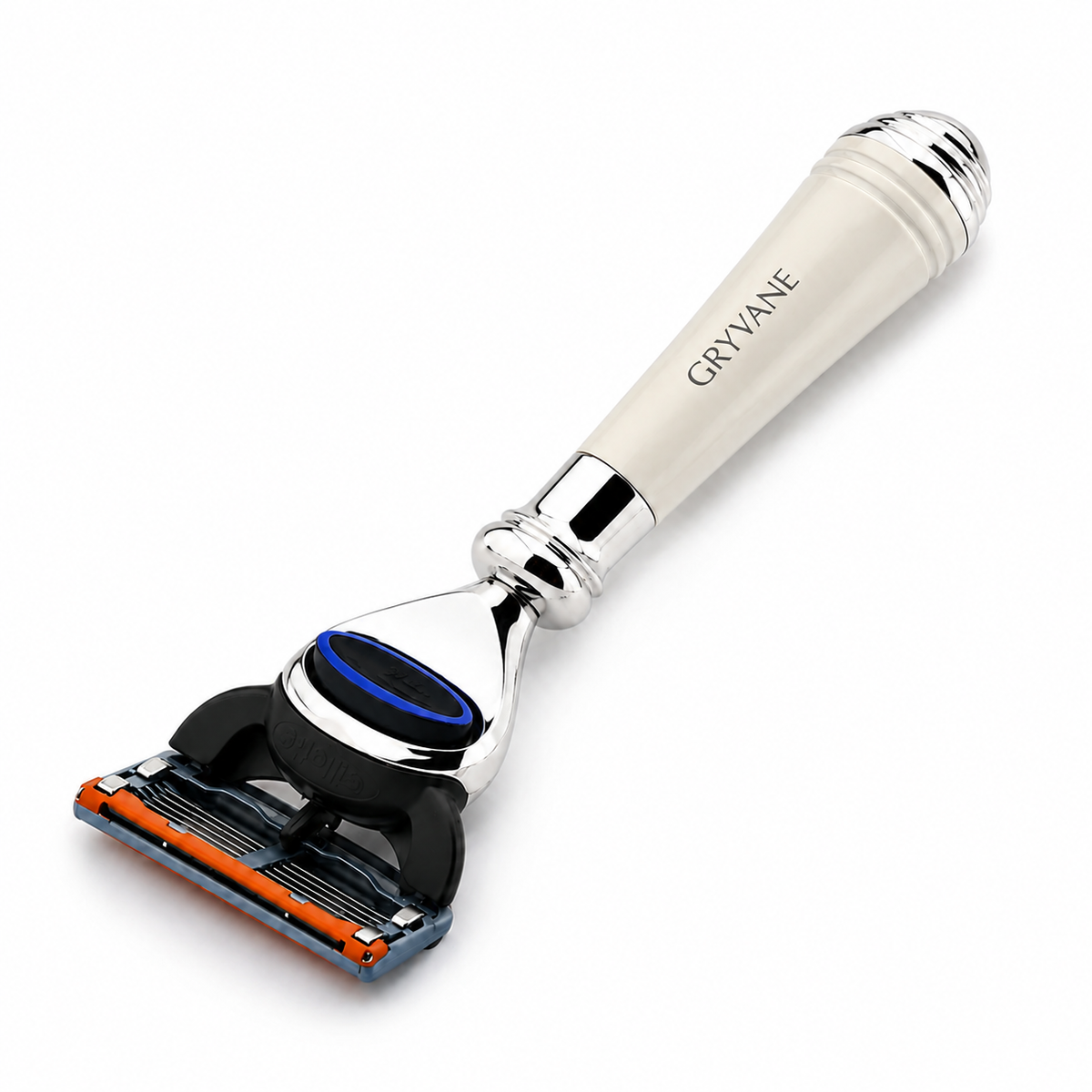 Compact 5-Blade Cartridge Razor with Stainless Steel Stand
